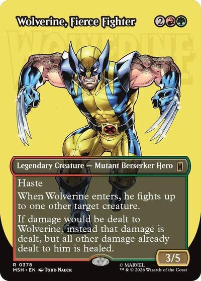 Wolverine, Fierce Fighter (Borderless) (MSH) #378 Rare Marvel Super Heroes Magic: The Gathering: 2026