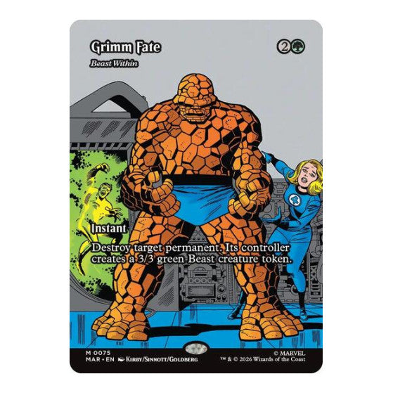 Grimm Fate - Beast Within (Borderless) (MAR) #75 Mythic Rare (Near Mint) Marvel Universe Eternal-Legal Magic: The Gathering: 2025