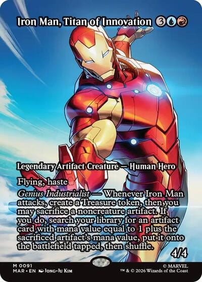 Iron Man Titan of Innovation Borderless (MAR) #91 Mythic Rare (Near Mint) Marvel Universe Eternal-Legal Magic: The Gathering: 2025