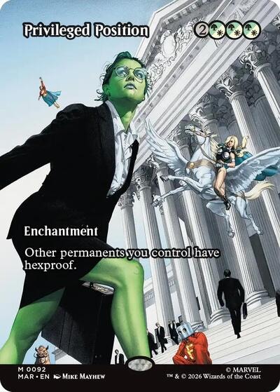 Privileged Position Borderless (MAR) #92 Mythic Rare (Near Mint) Marvel Universe Eternal-Legal Magic: The Gathering: 2025