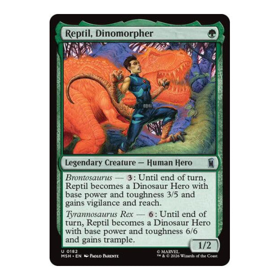 Reptil, Dinomorpher (MSH) #182 Uncommon (Lightly Played) Marvel Super Heroes Magic: The Gathering: 2026