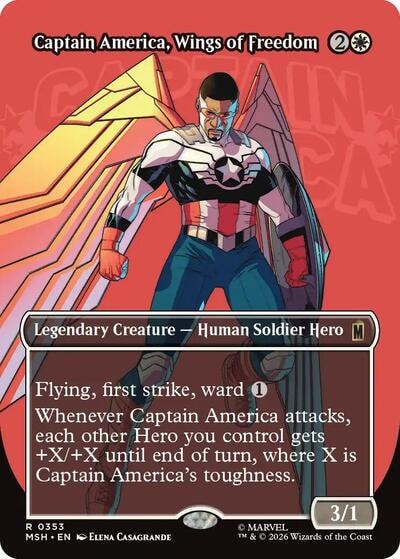 Captain America, Wings of Freedom (Borderless) (MSH) #353 Rare (Near Mint) Marvel Super Heroes Magic: The Gathering: 2026