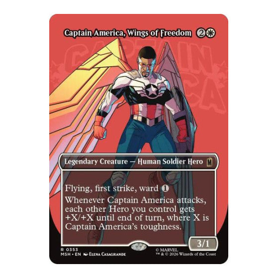 Captain America, Wings of Freedom (Borderless) (MSH) #353 Rare (Near Mint) Marvel Super Heroes Magic: The Gathering: 2026