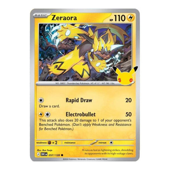 Zeraora (30C) #057/128 Common (Holofoil Near Mint) ME: 30th Celebration Pokemon: 2026