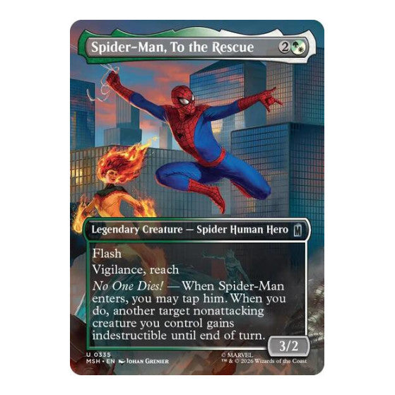 Spider-Man, To the Rescue (Borderless) (MSH) #335 Uncommon (Foil Lightly Played) Marvel Super Heroes Magic: The Gathering: 2026