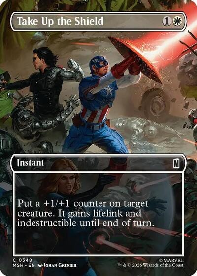 Take Up the Shield (Borderless) (MSH) #348 Common (Lightly Played) Marvel Super Heroes Magic: The Gathering: 2026