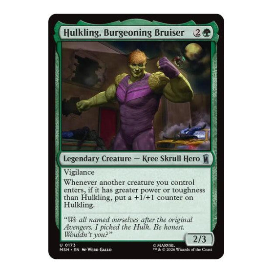 Hulkling, Burgeoning Bruiser (MSH) #173 Uncommon (Lightly Played) Marvel Super Heroes Magic: The Gathering: 2026