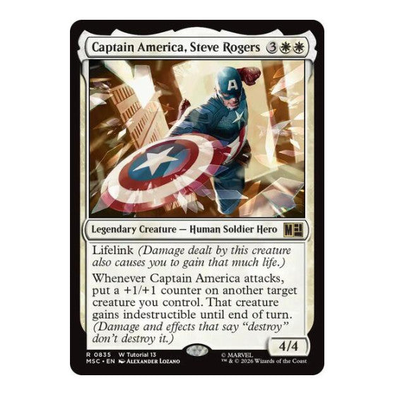 Captain America, Steve Rogers (0835) (MSC) #835 Rare (Lightly Played) Commander: Marvel Super Heroes Magic: The Gathering: 2026