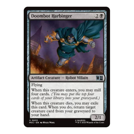 Doombot Harbinger (MSC) #655 Uncommon (Foil Lightly Played) Commander: Marvel Super Heroes Magic: The Gathering: 2026