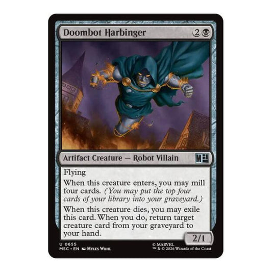 Doombot Harbinger (MSC) #655 Uncommon (Foil Lightly Played) Commander: Marvel Super Heroes Magic: The Gathering: 2026