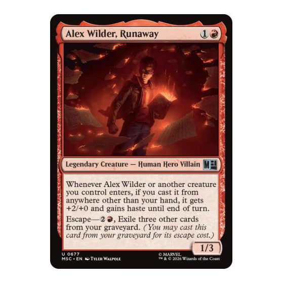 Alex Wilder Runaway (MSC) #677 Uncommon (Foil Lightly Played) Commander: Marvel Super Heroes Magic: The Gathering: 2026