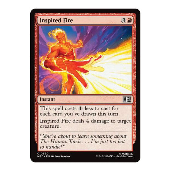 Inspired Fire (MSC) #690 Common (Foil Lightly Played) Commander: Marvel Super Heroes Magic: The Gathering: 2026