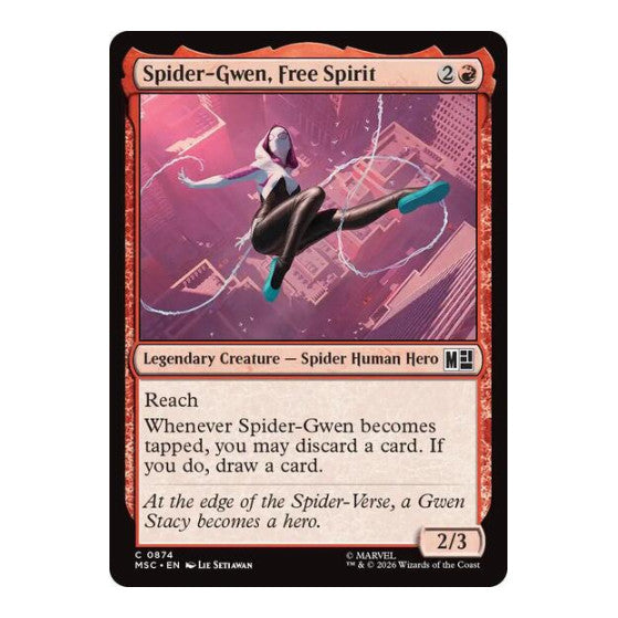 Spider-Gwen, Free Spirit (MSC) #874 Common (Foil Lightly Played) Commander: Marvel Super Heroes Magic: The Gathering: 2026