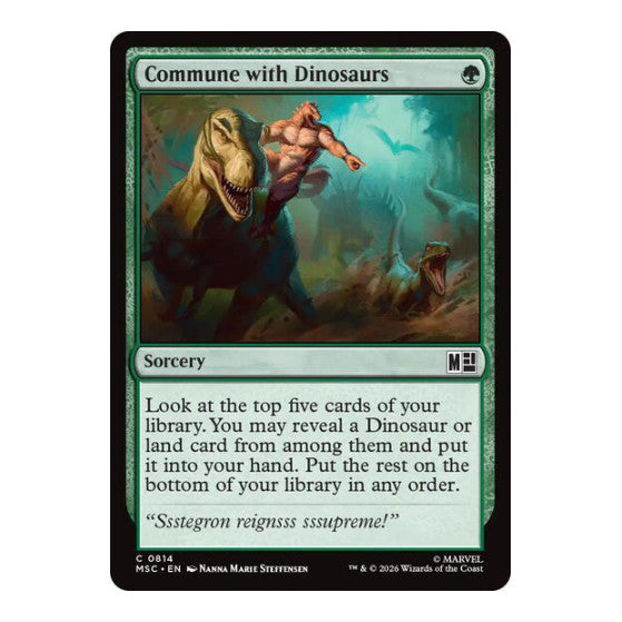 Commune with Dinosaurs (MSC) #814 Common (Foil Lightly Played) Commander: Marvel Super Heroes Magic: The Gathering: 2026