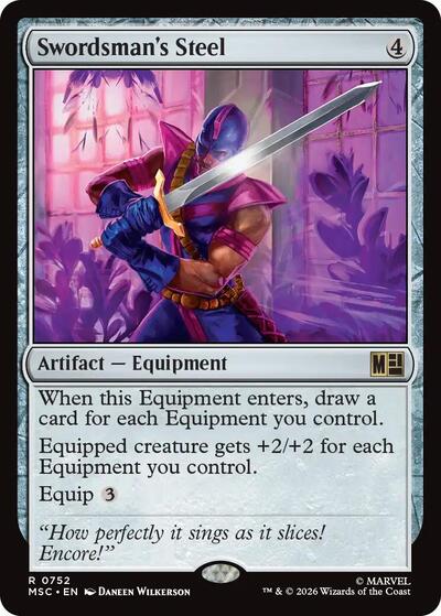 Swordsman's Steel (MSC) #752 Rare (Foil Near Mint) Commander: Marvel Super Heroes Magic: The Gathering: 2026