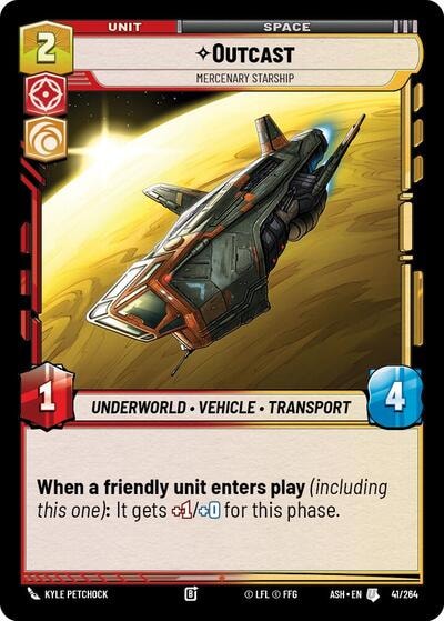Outcast - Mercenary Starship (ASH) #41/264 Uncommon (Near Mint) Ashes of the Empire Star Wars: Unlimited: 2026