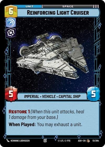 Reinforcing Light Cruiser (ASH) #51/264 Common (Near Mint) Ashes of the Empire Star Wars: Unlimited: 2026