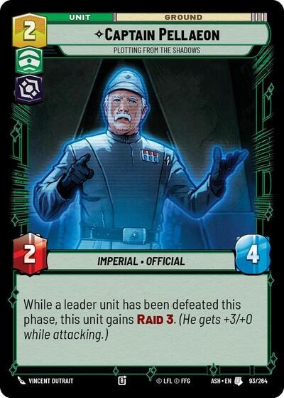 Captain Pellaeon - Plotting from the Shadows (ASH) #93/264 Uncommon (Near Mint) Ashes of the Empire Star Wars: Unlimited: 2026