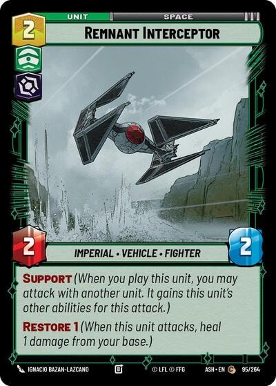 Remnant Interceptor (ASH) #95/264 Common (Near Mint) Ashes of the Empire Star Wars: Unlimited: 2026