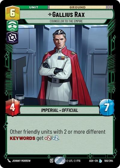 Gallius Rax - Counselor to the Empire (ASH) #100/264 Legendary (Near Mint) Ashes of the Empire Star Wars: Unlimited: 2026