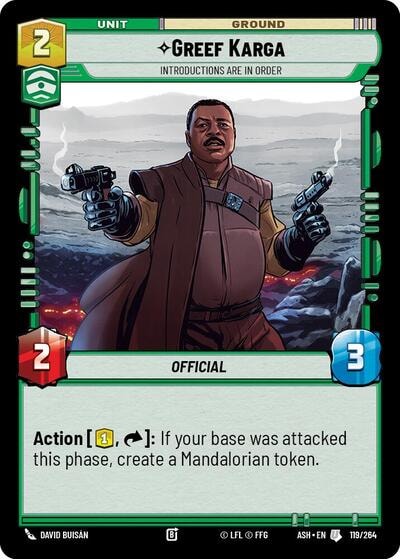 Greef Karga - Introductions are in Order (ASH) #119/264 Uncommon (Near Mint) Ashes of the Empire Star Wars: Unlimited: 2026