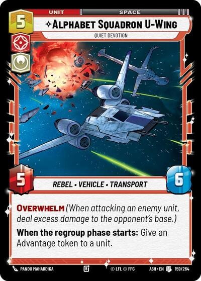 Alphabet Squadron U-Wing - Quiet Devotion (ASH) #159/264 Uncommon (Near Mint) Ashes of the Empire Star Wars: Unlimited: 2026