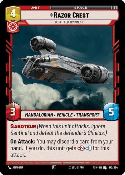 Razor Crest - Outfitted Armament (ASH) #172/264 Uncommon (Near Mint) Ashes of the Empire Star Wars: Unlimited: 2026