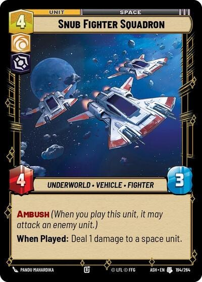 Snub Fighter Squadron (ASH) #194/264 Uncommon (Near Mint) Ashes of the Empire Star Wars: Unlimited: 2026
