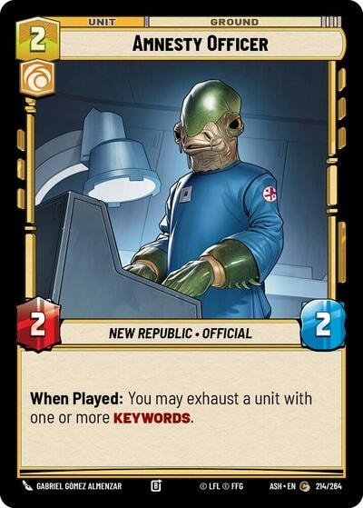 Amnesty Officer (ASH) #214/264 Common (Near Mint) Ashes of the Empire Star Wars: Unlimited: 2026