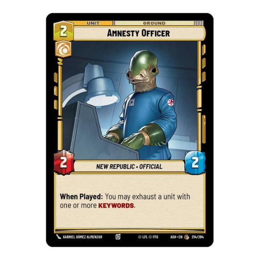 Amnesty Officer (ASH) #214/264 Common (Near Mint) Ashes of the Empire Star Wars: Unlimited: 2026