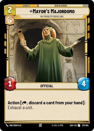 Mayor's Majordomo - No Problem Groveling (ASH) #217/264 Uncommon (Near Mint) Ashes of the Empire Star Wars: Unlimited: 2026