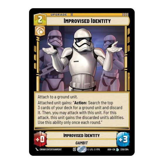 Improvised Identity (ASH) #230/264 Legendary (Near Mint) Ashes of the Empire Star Wars: Unlimited: 2026