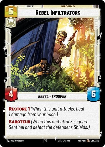 Rebel Infiltrators (ASH) #256/264 Common (Near Mint) Ashes of the Empire Star Wars: Unlimited: 2026