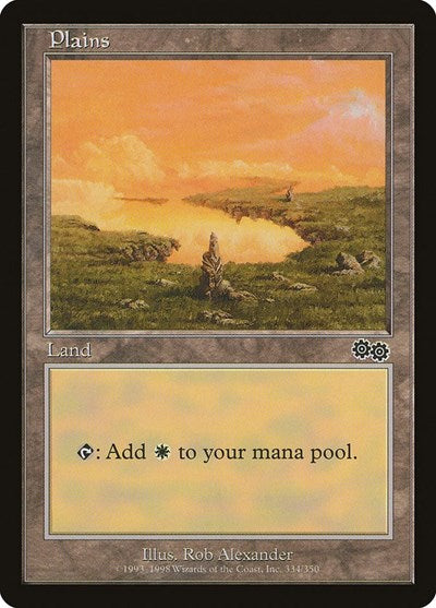 Plains 334 (USG) #334 Land (Moderately Played) Urza's Saga Magic: The Gathering: 1998