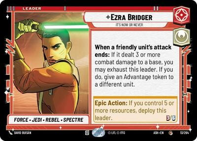 Ezra Bridger - It's Now or Never (ASH) #13/264 Common (Near Mint) Ashes of the Empire Star Wars: Unlimited: 2026