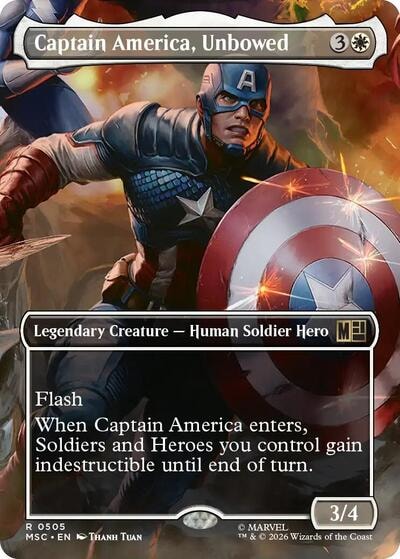 Captain America, Unbowed (Borderless) (MSC) #505 Rare (Near Mint) Commander: Marvel Super Heroes Magic: The Gathering: 2026