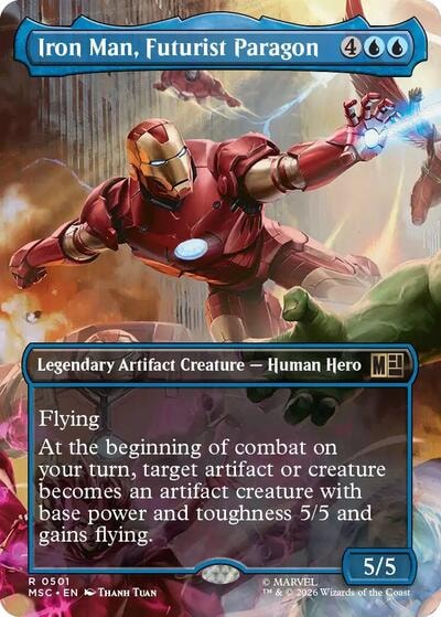 Iron Man, Futurist Paragon (Borderless) (MSC) #501 Rare (Near Mint) Commander: Marvel Super Heroes Magic: The Gathering: 2026