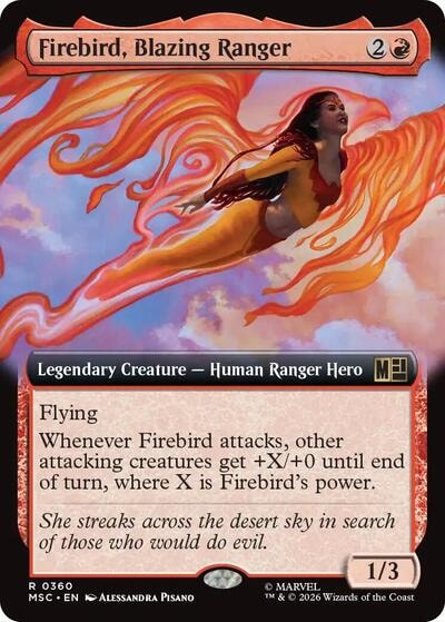Firebird, Blazing Ranger (Extended Art) (MSC) #360 Rare (Lightly Played) Commander: Marvel Super Heroes Magic: The Gathering: 2026