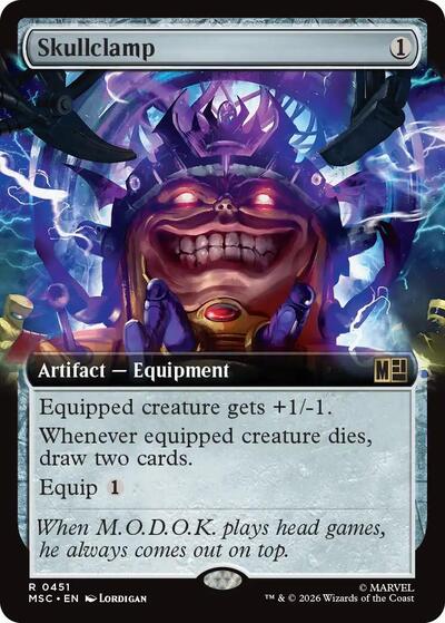 Skullclamp (Extended Art) (MSC) #451 Rare (Near Mint) Commander: Marvel Super Heroes Magic: The Gathering: 2026