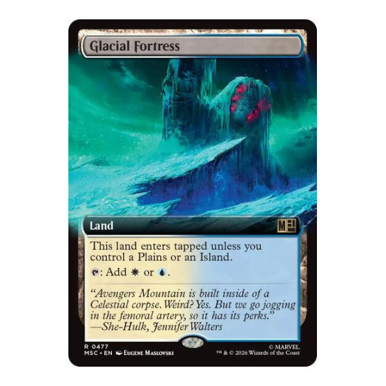 Glacial Fortress (Extended Art) (MSC) #477 Rare (Near Mint) Commander: Marvel Super Heroes Magic: The Gathering: 2026