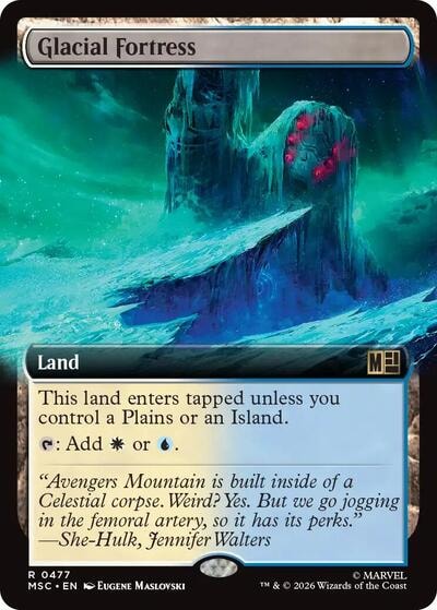 Glacial Fortress (Extended Art) (MSC) #477 Rare (Near Mint) Commander: Marvel Super Heroes Magic: The Gathering: 2026