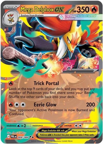 Mega Delphox ex (PBL) #008/084 Double Rare (Holofoil Near Mint) ME05: Pitch Black Pokemon: 2026