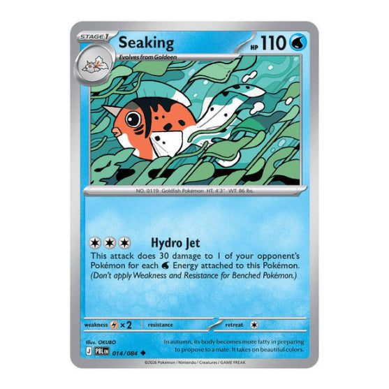 Seaking (PBL) #014/084 Uncommon (Reverse Holofoil Moderately Played) ME05: Pitch Black Pokemon: 2026