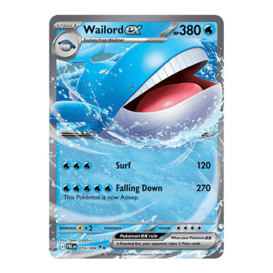 Wailord ex - 016/084 (PBL) #016/084 Double Rare (Holofoil Near Mint) ME05: Pitch Black Pokemon: 2026