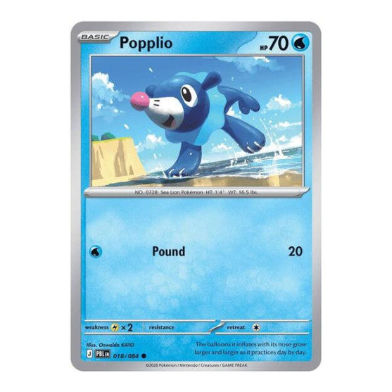 Popplio (PBL) #018/084 Common (Reverse Holofoil Lightly Played) ME05: Pitch Black Pokemon: 2026