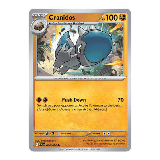 Cranidos (PBL) #044/084 Common (Reverse Holofoil Lightly Played) ME05: Pitch Black Pokemon: 2026