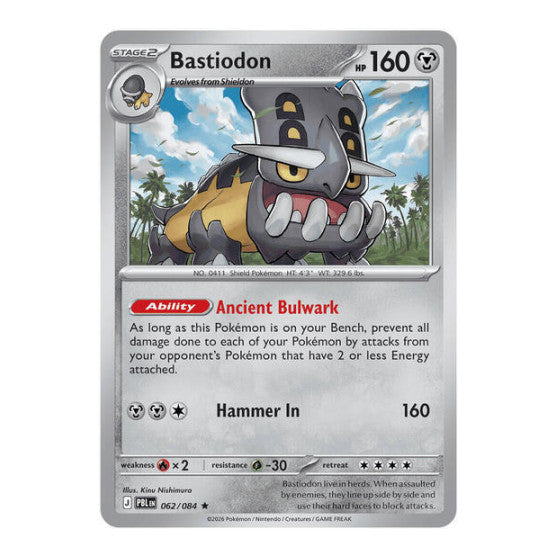 Bastiodon - 062/084 (PBL) #062/084 Rare (Holofoil Lightly Played) ME05: Pitch Black Pokemon: 2026