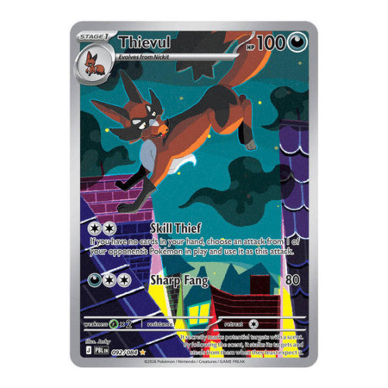 Thievul - 092/084 (PBL) #092/084 Illustration Rare (Holofoil Near Mint) ME05: Pitch Black Pokemon: 2026