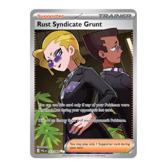 Rust Syndicate Grunt - 112/084 (PBL) #112/084 Ultra Rare (Holofoil Near Mint) ME05: Pitch Black Pokemon: 2026