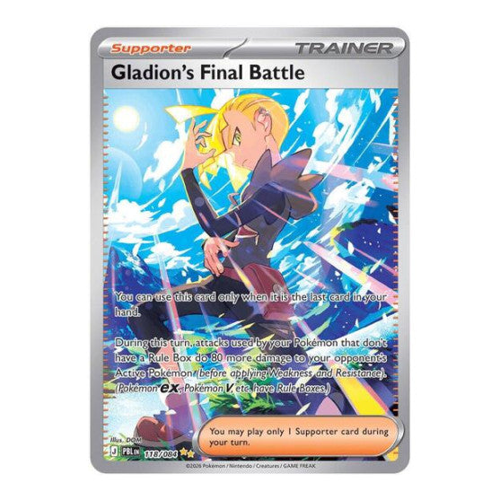 Gladion's Final Battle - 118/084 (PBL) #118/084 Special Illustration Rare (Holofoil Near Mint) ME05: Pitch Black Pokemon: 2026